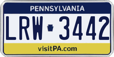 PA license plate LRW3442
