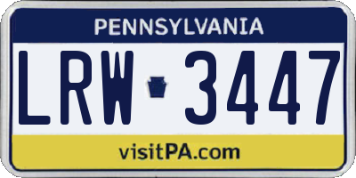 PA license plate LRW3447