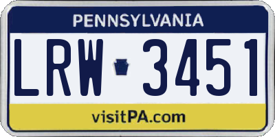 PA license plate LRW3451