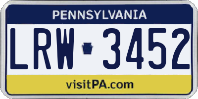 PA license plate LRW3452