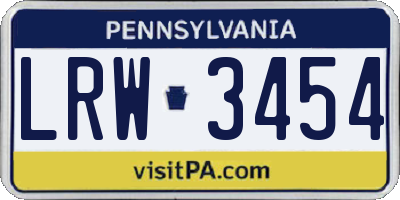 PA license plate LRW3454