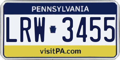 PA license plate LRW3455