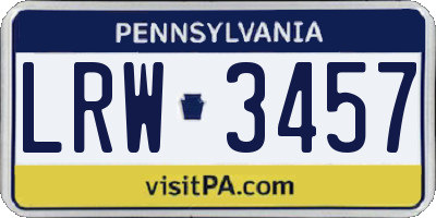 PA license plate LRW3457