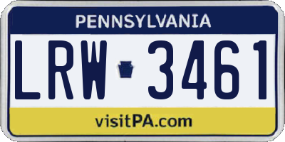 PA license plate LRW3461