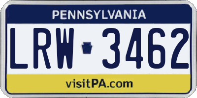 PA license plate LRW3462