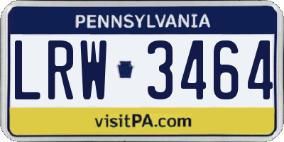 PA license plate LRW3464