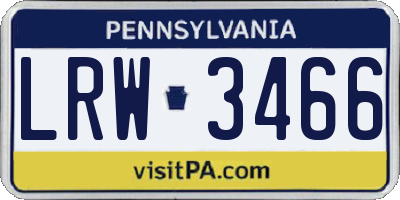 PA license plate LRW3466