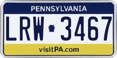 PA license plate LRW3467