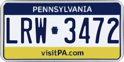PA license plate LRW3472