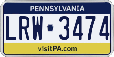 PA license plate LRW3474