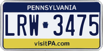 PA license plate LRW3475