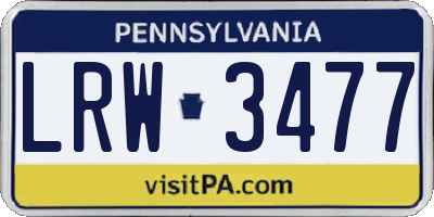 PA license plate LRW3477
