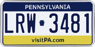PA license plate LRW3481