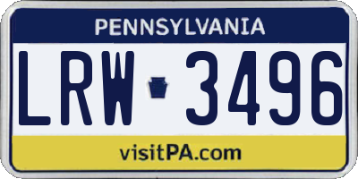PA license plate LRW3496