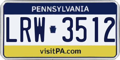 PA license plate LRW3512