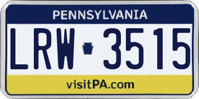 PA license plate LRW3515