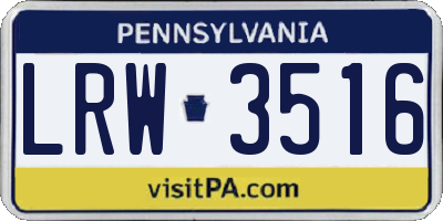 PA license plate LRW3516