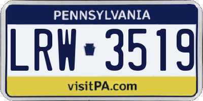 PA license plate LRW3519