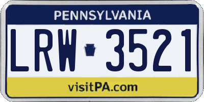 PA license plate LRW3521