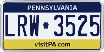 PA license plate LRW3525