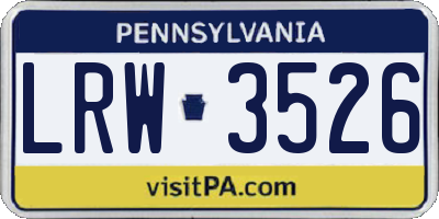PA license plate LRW3526
