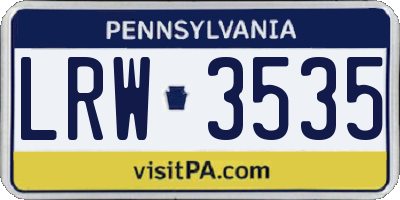 PA license plate LRW3535