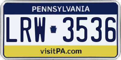 PA license plate LRW3536