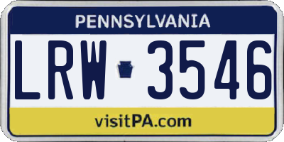 PA license plate LRW3546