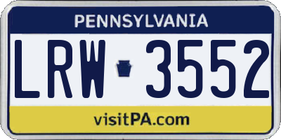 PA license plate LRW3552
