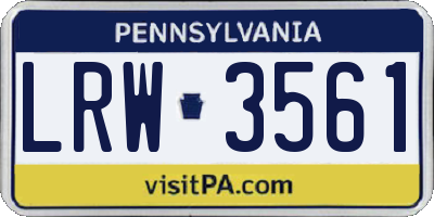 PA license plate LRW3561