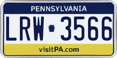 PA license plate LRW3566