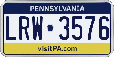 PA license plate LRW3576