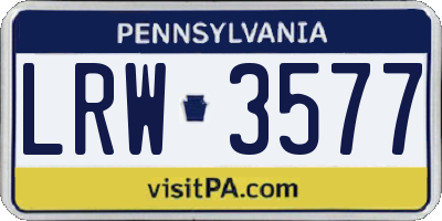 PA license plate LRW3577