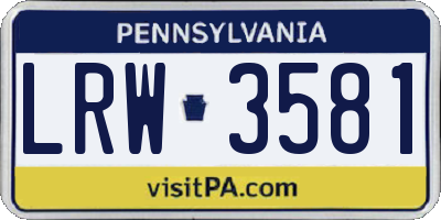 PA license plate LRW3581