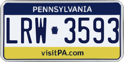 PA license plate LRW3593