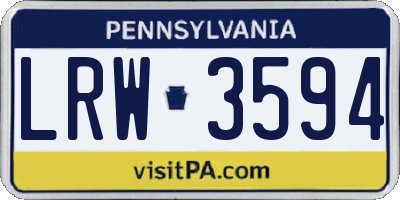PA license plate LRW3594
