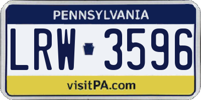 PA license plate LRW3596
