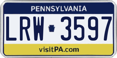 PA license plate LRW3597