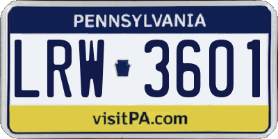 PA license plate LRW3601
