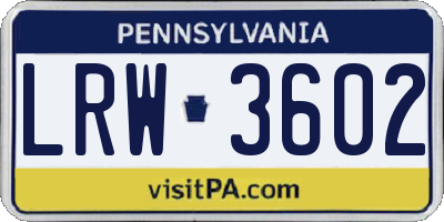 PA license plate LRW3602