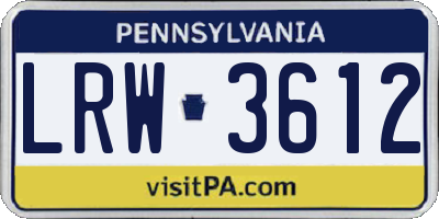 PA license plate LRW3612