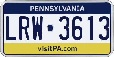 PA license plate LRW3613