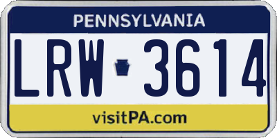 PA license plate LRW3614