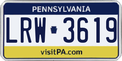 PA license plate LRW3619