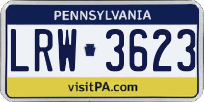 PA license plate LRW3623