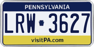 PA license plate LRW3627