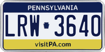PA license plate LRW3640