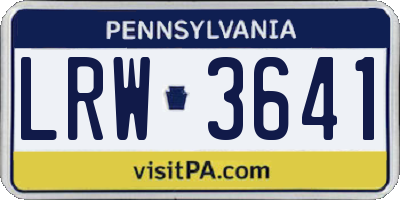 PA license plate LRW3641