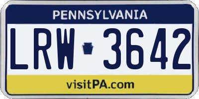 PA license plate LRW3642
