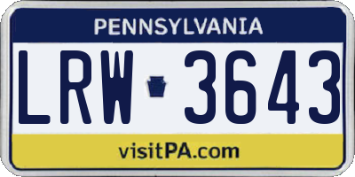 PA license plate LRW3643